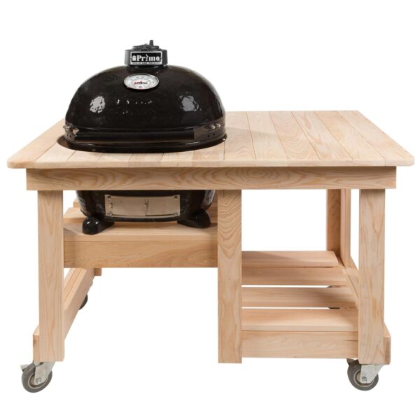 Primo Oval Junior 200 Ceramic Kamado Grill On Countertop Cypress Table - 774