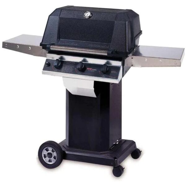 MHP Tri-Burn W3G4DD Propane Gas Grill With SearMagic Grids On Black Cart